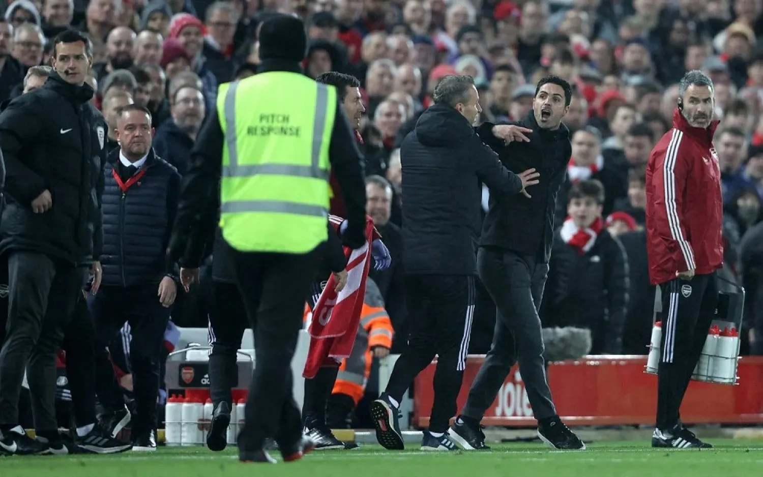 Tempers frayed on the touchline between the managers. (Getty Images)