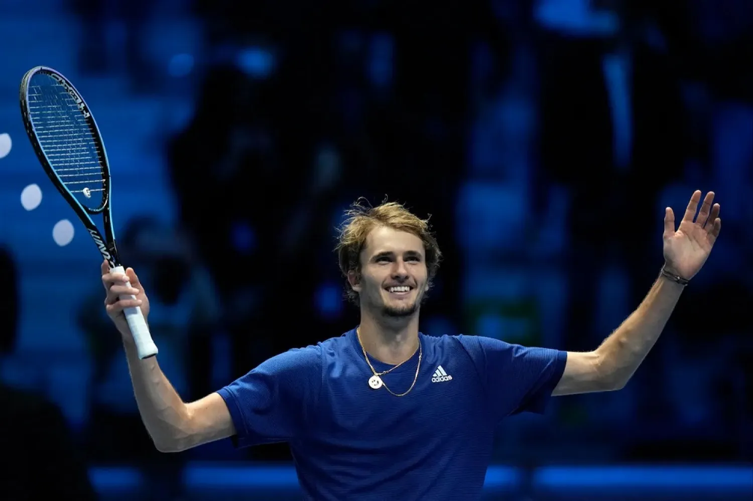 Zverev celebrates after defeating Djokovic. (AP)