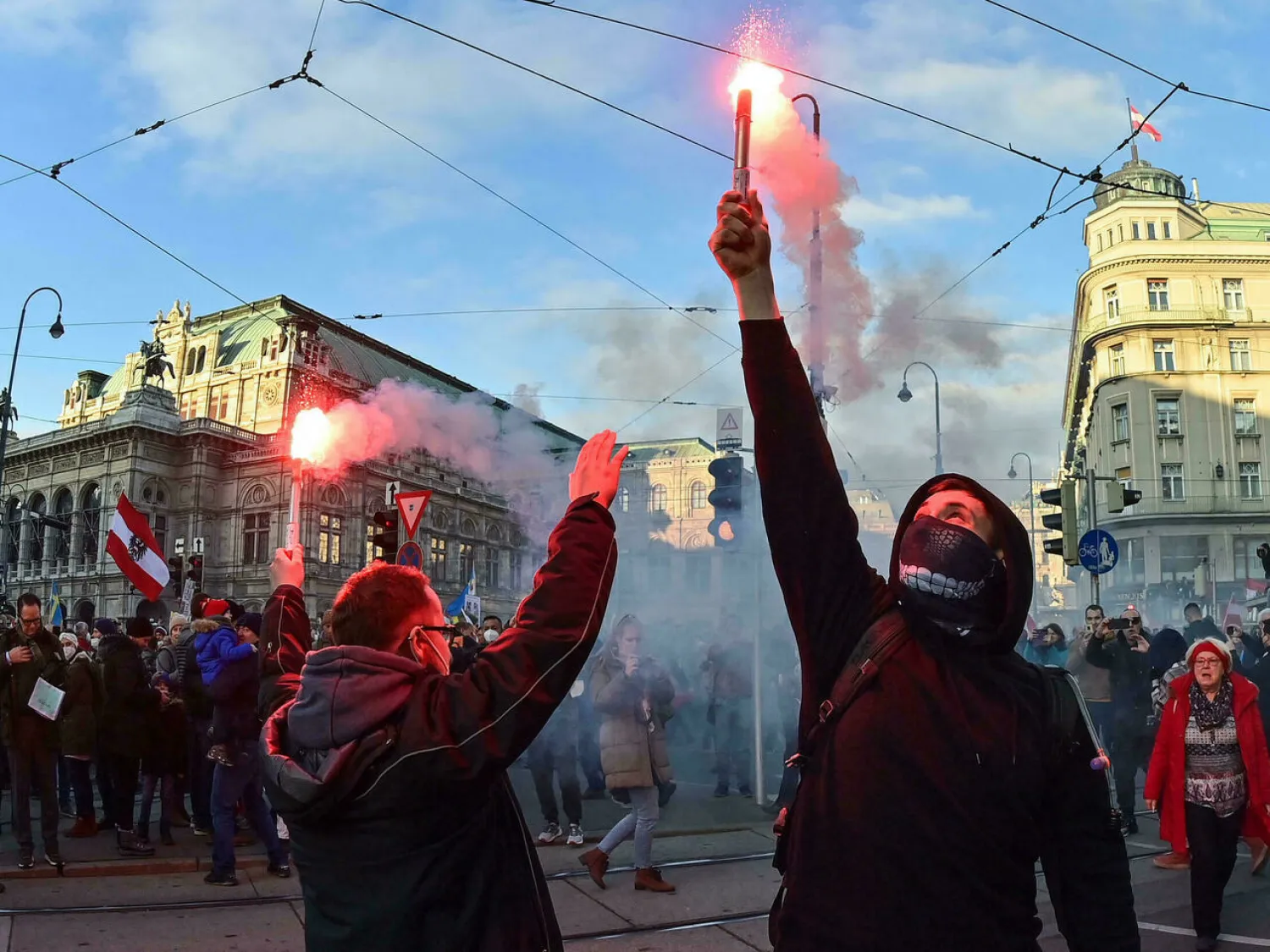 Austria's decision to reimpose a lockdown has prompted a fierce backlash, with tens of thousands taking to the streets. Joe Klamar AFP
