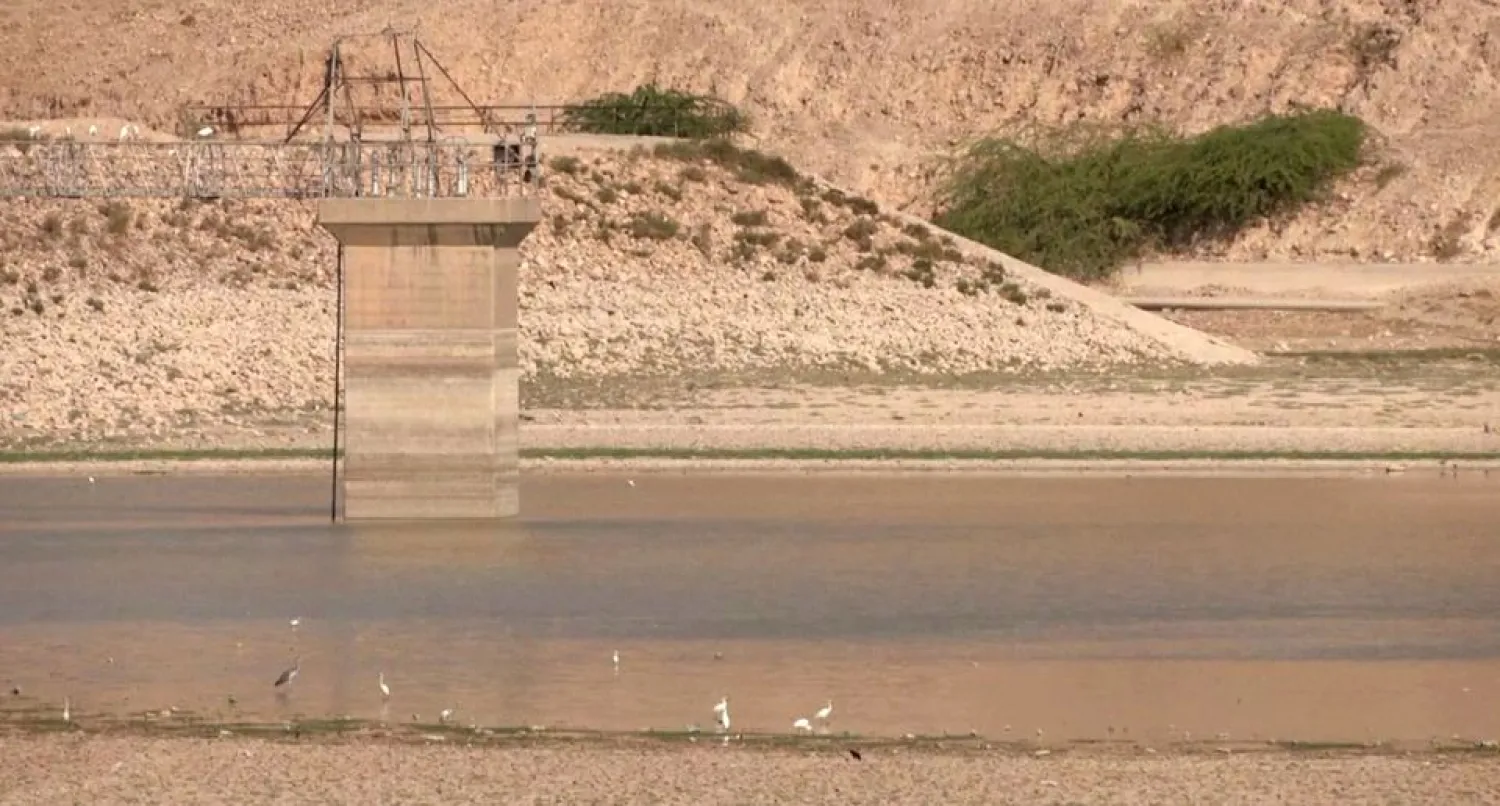 A screen grab shows the Wadi Sheib reservoir in Balqa, Jordan August 29, 2021. (Reuters)