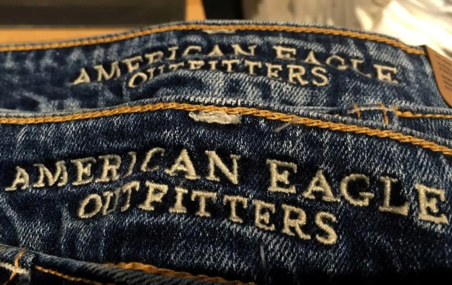 Jeans are seen for sale in an American Eagle Outfitters retail store in Manhattan, New York, US, May 13, 2016. (Reuters)