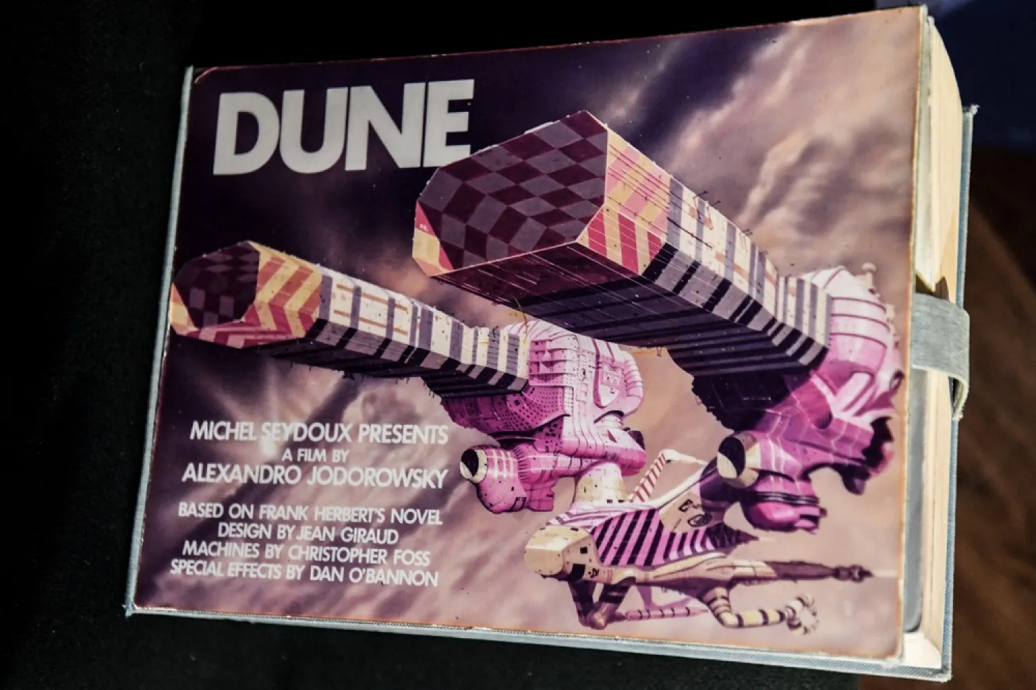 One of the ten Alejandro Jodorowsky's epic 1970 Dune storyboard copies is displayed to the public three days before an auction at Christie's Paris gallery, on November 19, 2021. (AFP)