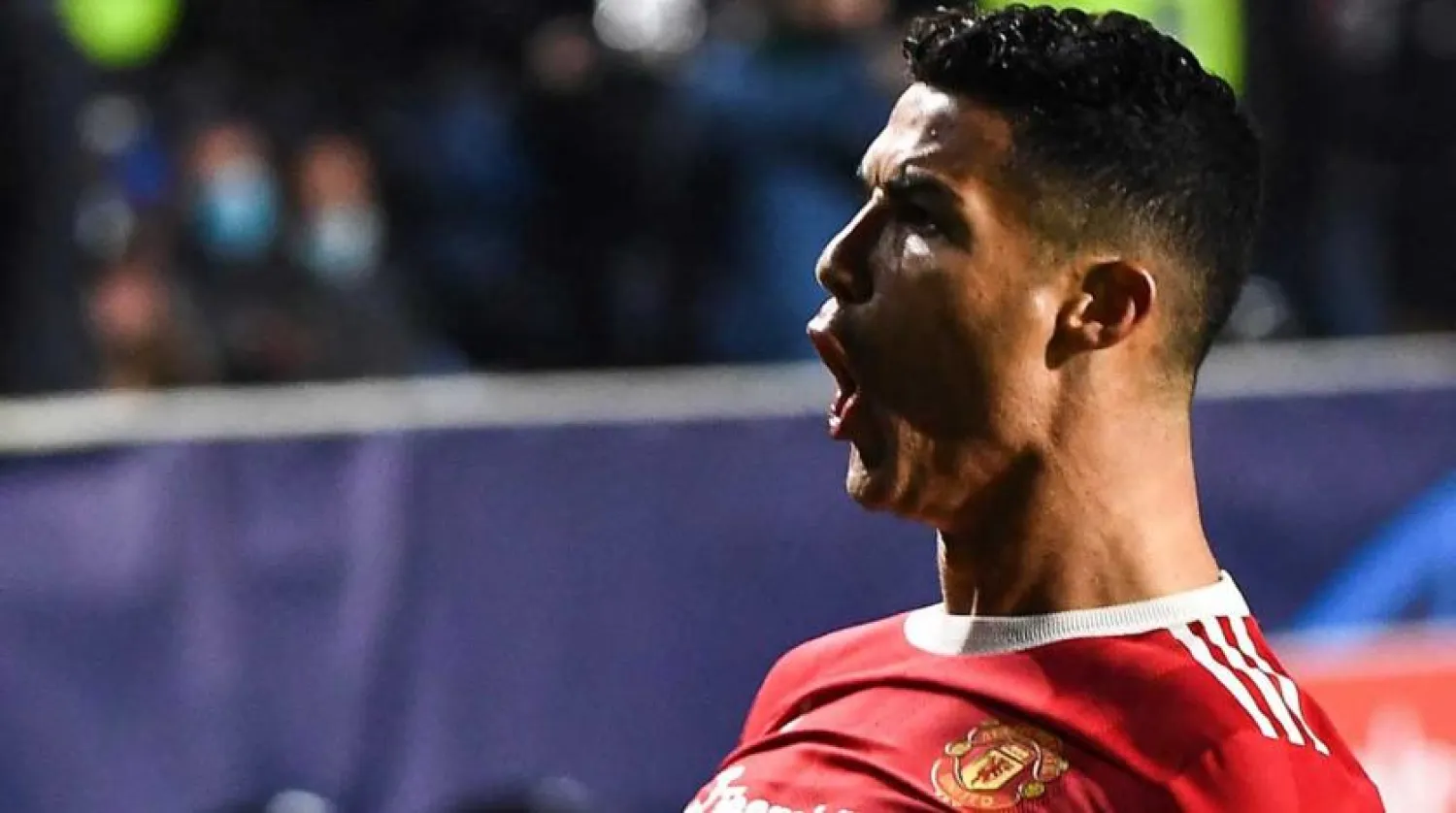 Manchester United’s Portugal’s forward Cristiano Ronaldo celebrates after scoring a goal during the UEFA Champions League group F football match between Atlanta and Manchester United at the Azzurri d ’Italia stadium, in Bergamo, on November 2, 2021. Marco BERTORELLO / AFP
