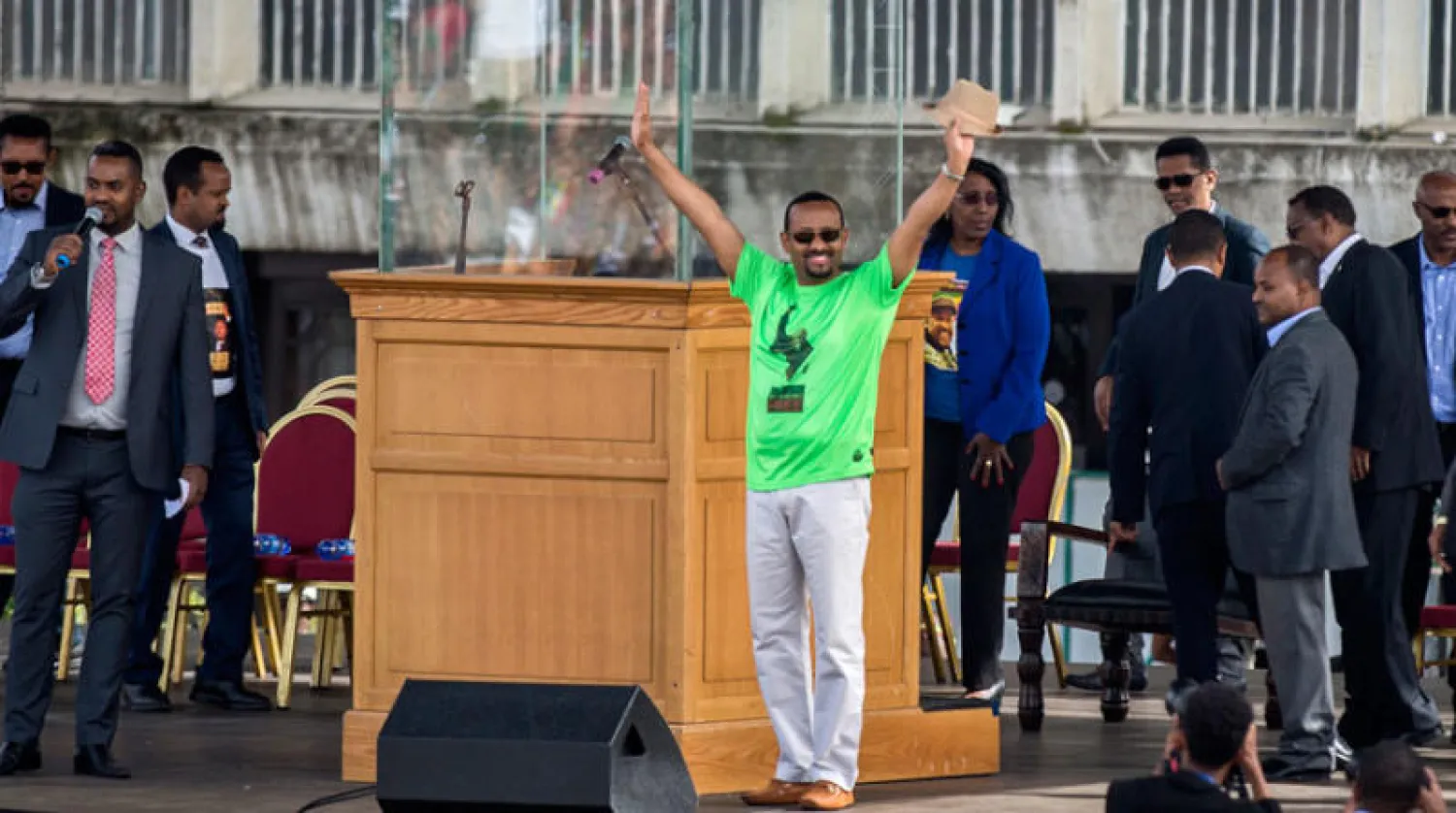 وفقاً للإعلام الرسمي الإثيوبي فإنّ البيان الذي نشره آبي الاثنين وأعلن فيه عزمه على التوجه إلى الجبهة «ألهم كثراً على الانضمام إلى حملة الصمود»  (أ.ب)