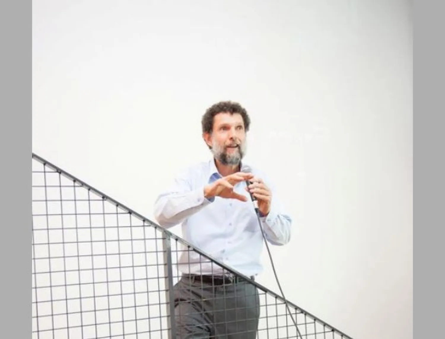 Turkish philanthropist Osman Kavala, jailed since 2017 on a charges of seeking to overthrow the government, is seen at an unspecified area in this undated handout photo received by Reuters, October 26, 2021. Anadolu Culture Center/Handout via REUTERS.


