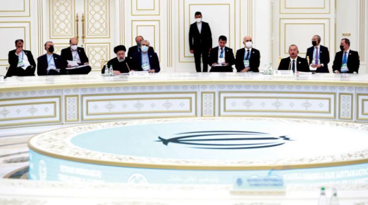 Raisi delivers a speech at the ECO summit in Ashgabat on Sunday, November 28, 2021. (Iranian presidency) 