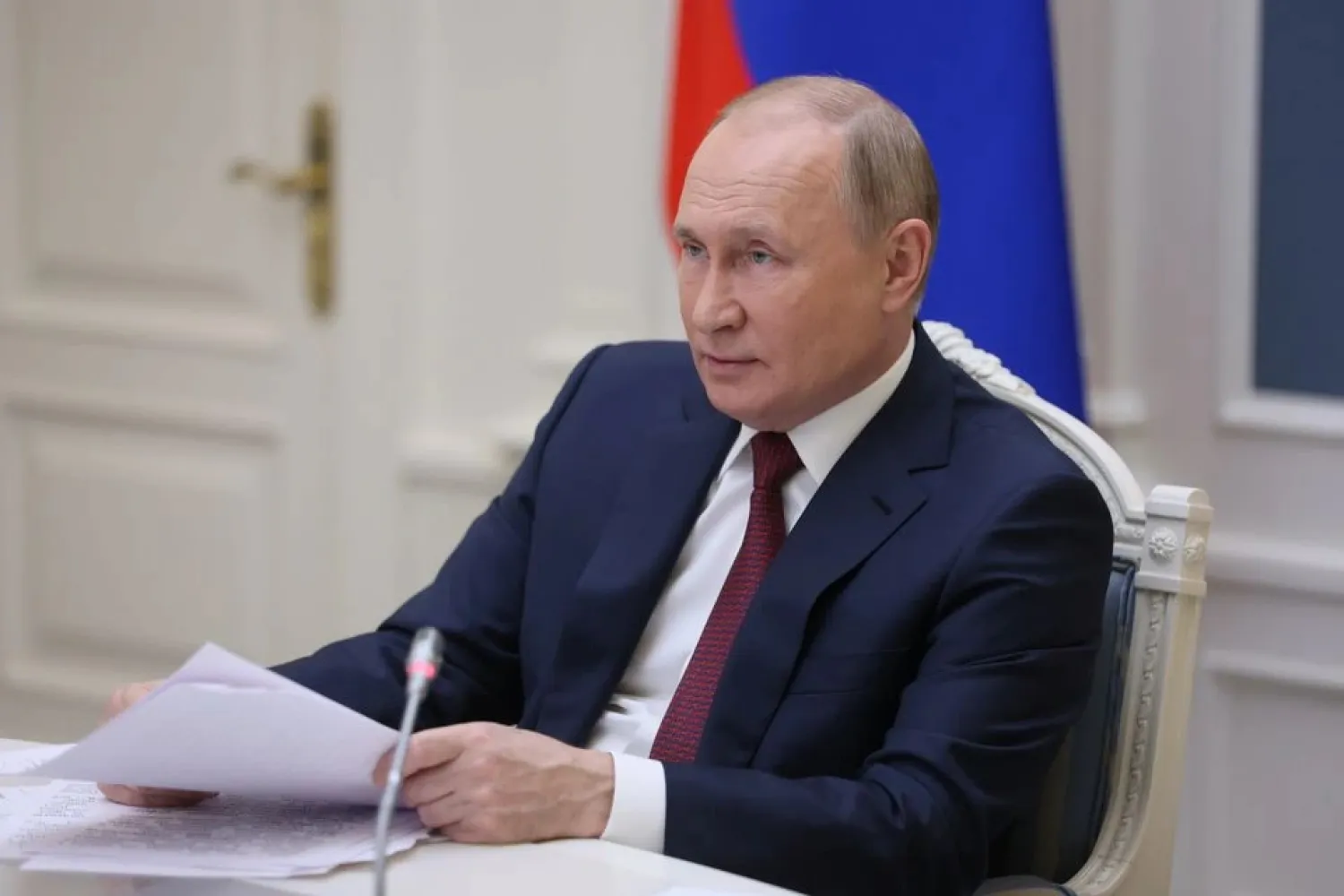 Russian President Vladimir Putin attends a session of the VTB Capital Investment Forum "Russia Calling!" via a video conference call in Moscow, Russia November 30, 2021. (Reuters)