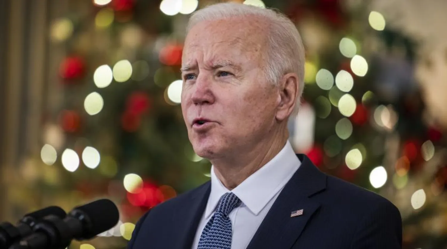 ABD Başkanı Joe Biden basın toplantısındayken (EPA)
