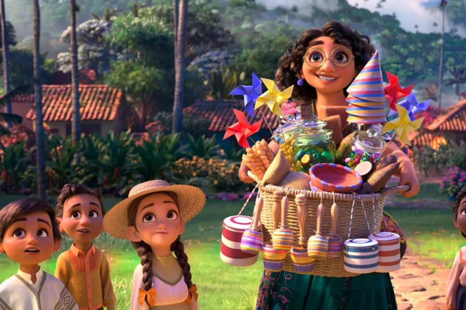  This image released by Disney shows Mirabel, voiced by Stephanie Beatriz, in a scene from the animated film "Encanto." (Disney via AP)