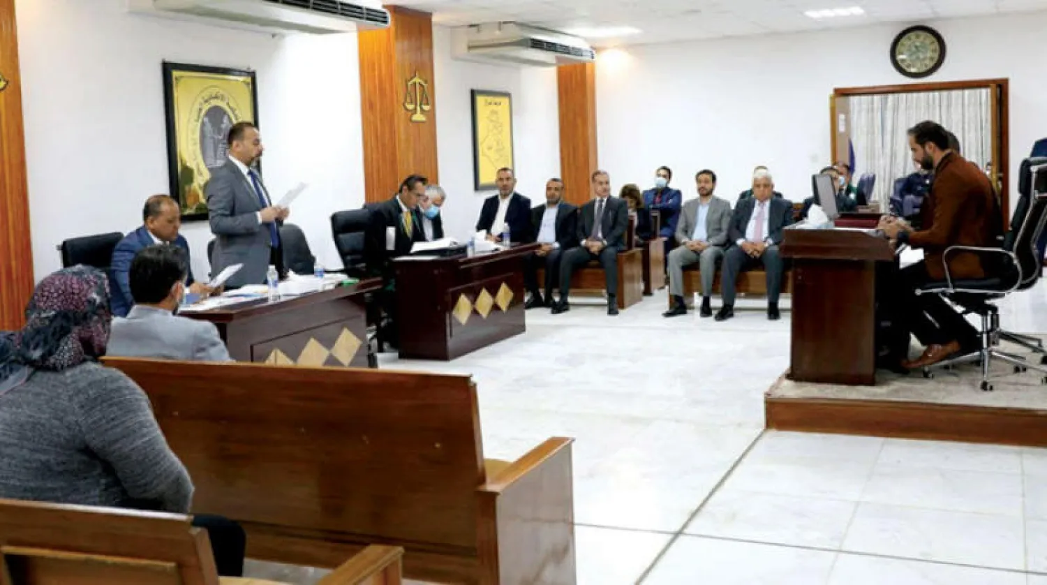 صورة تداولتها مواقع عراقية من جلسة المحكمة الاتحادية أول من أمس لنظر طلب إلغاء نتائج الانتخابات