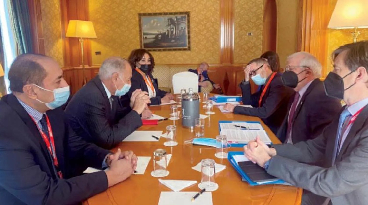 Ahmed Abul Gheit and an Arab League delegation meet with European officials in Rome. Asharq Al-Awsat