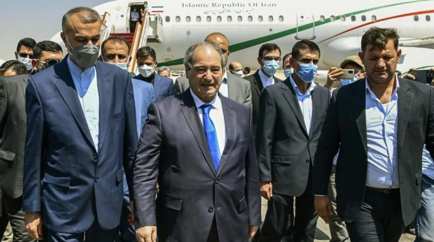 Syria's Foreign Minister Faisal al-Mekdad, with Iran's Foreign Minister Hossein Amir-Abdollahian. (SANA)