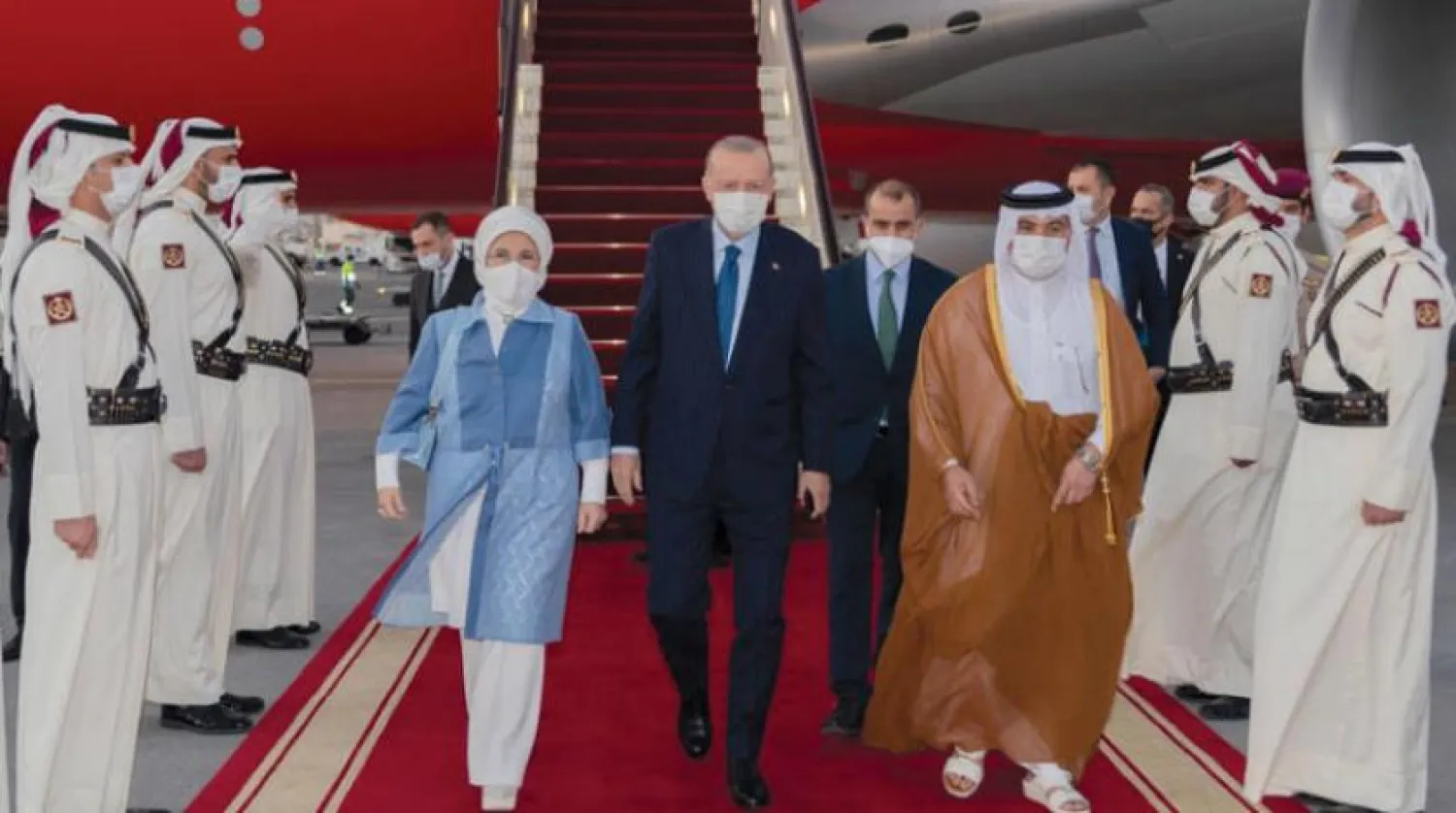  Turkish President Recep Tayyip Erdogan upon his arrival at Doha International Airport on Monday (QNA)
