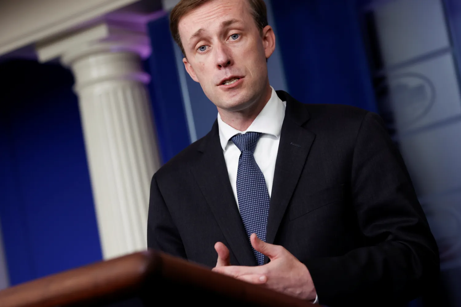 White House National Security Advisor Jake Sullivan addresses the daily press briefing at the White House in Washington, US October 26, 2021. REUTERS/Jonathan Ernst