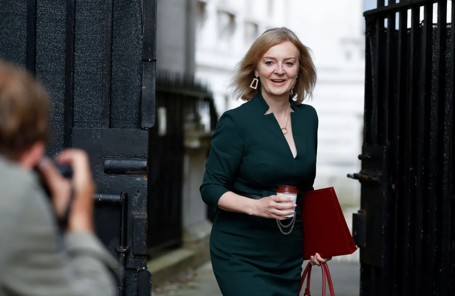 Britain's Foreign Secretary Liz Truss arrives on Downing Street, in London, Britain September 17, 2021. REUTERS/Peter Nicholls/File Photo