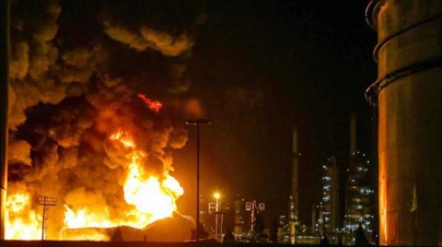 AFP file photo of a fire at an Iranian oil refinery 