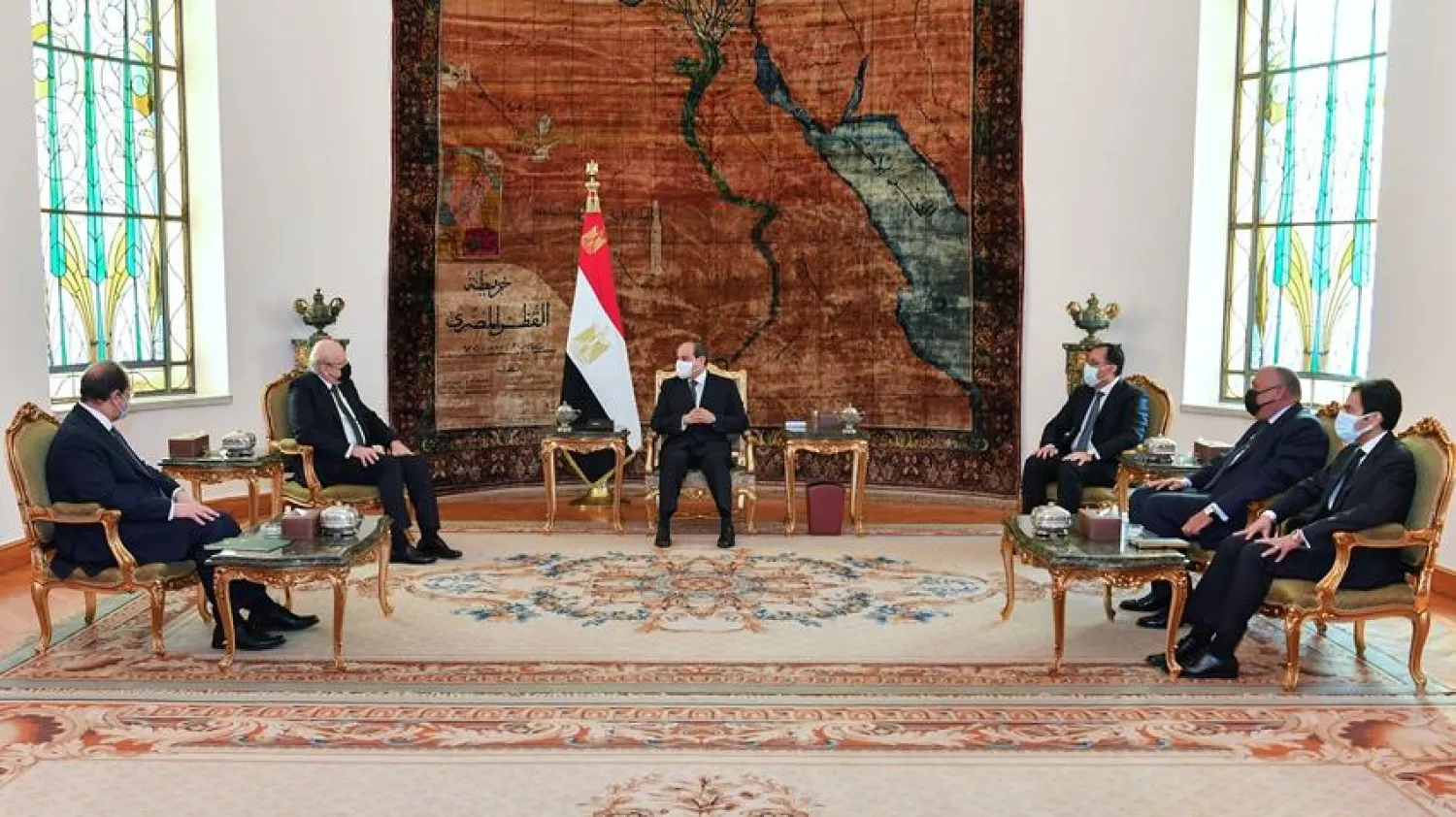 President Abdel Fattah al-Sisi during his meeting with Israeli Foreign Minister Yair Lapid. (Egyptian Presidency) 