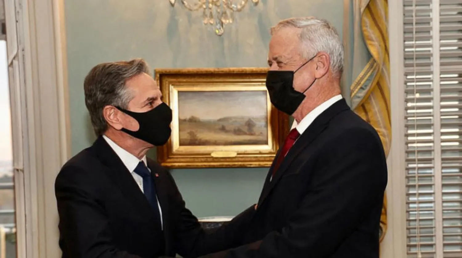 جانب من لقاء غانتس وبلينكن في واشنطن الأسبوع الماضي (أ.ف.ب)