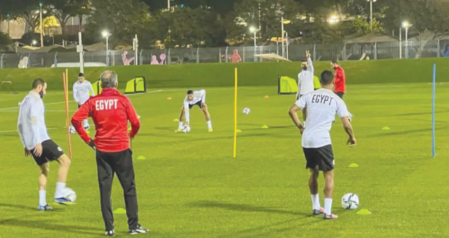 جانب من تدريبات المنتخب المصري في الدوحة (الشرق الأوسط)