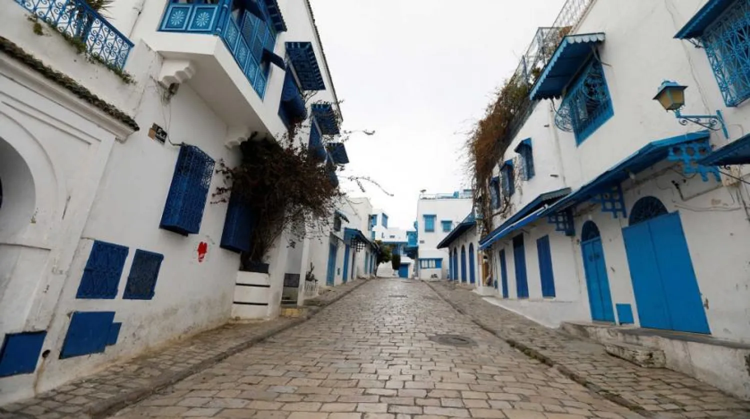 A general view shows a empty street in Sidi Bou Said, an attractive tourist destination, amid a coronavirus lockdown, Tunis, Tunisia, April 1, 2020. (Reuters)
