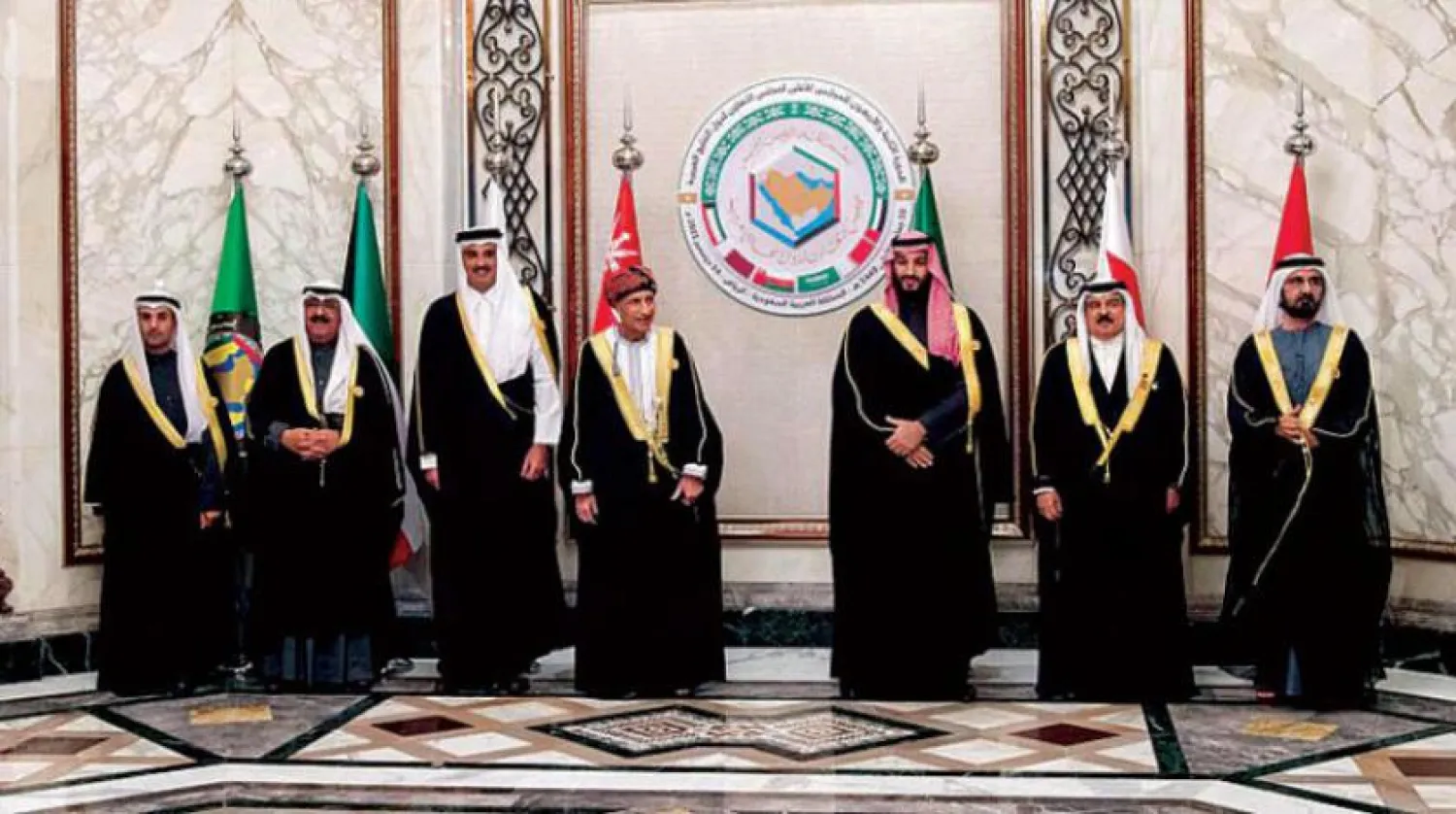A handout picture provided by the Saudi Royal Palace shows the GCC leaders. SPA