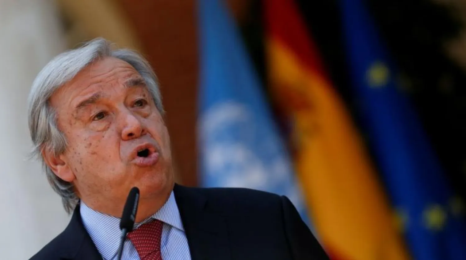 UN Secretary-General Antonio Guterres speaks during a news conference in Madrid, Spain, July 2, 2021. REUTERS/Susana Vera