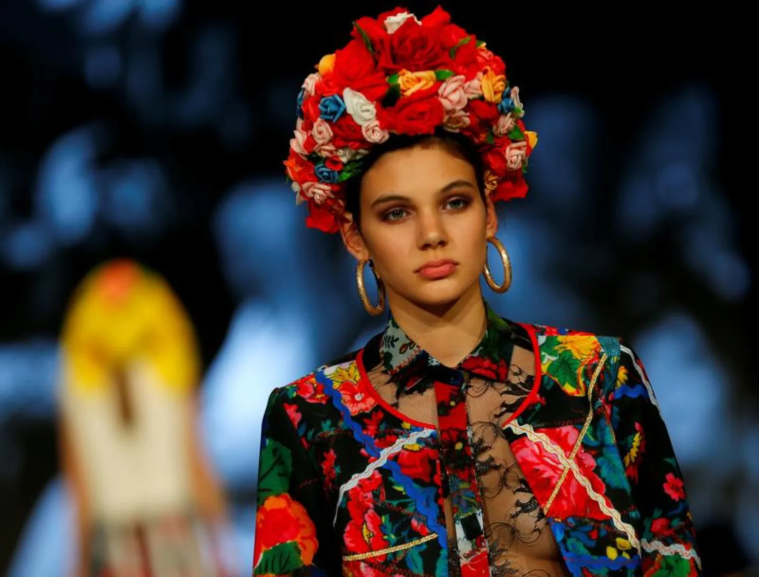A model dressed in Romani Design clothes walks the catwalk at a fashion show in Budapest, Hungary, November 12, 2016. Reuters/ Laszlo Balogh.