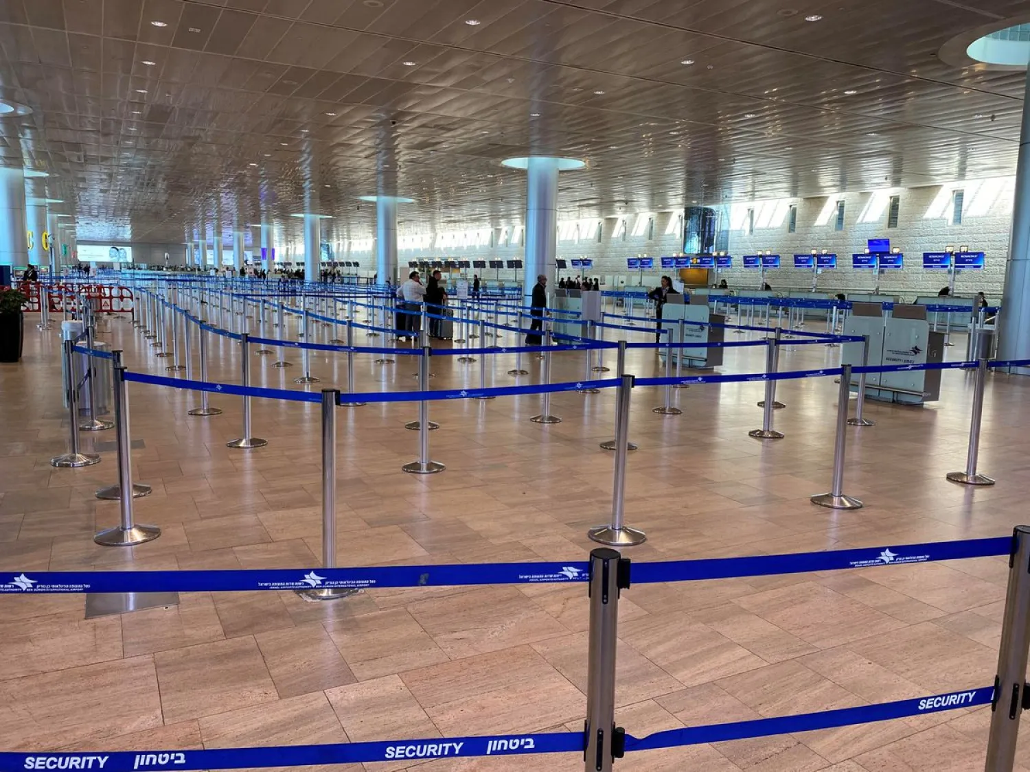 A general view shows an area of the departures terminal in Ben Gurion International Airport in Lod, near Tel Aviv, Israel March 8, 2020. (Reuters)