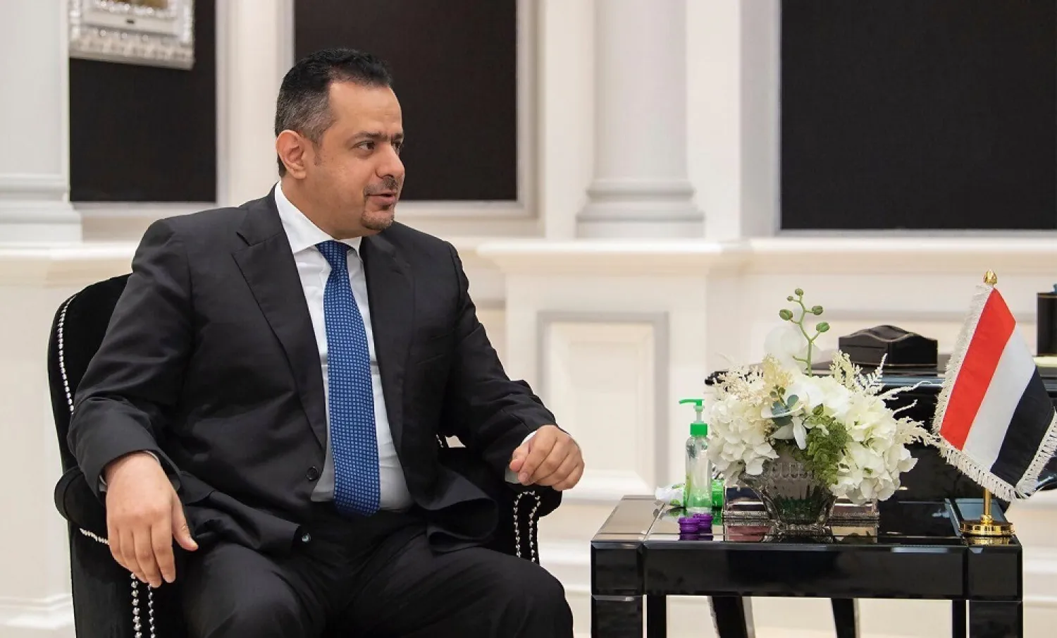 Yemeni PM Maeen Abdulmalik during his meeting with Prince Khalid bin Salman in Riyadh on Sunday. (SPA)