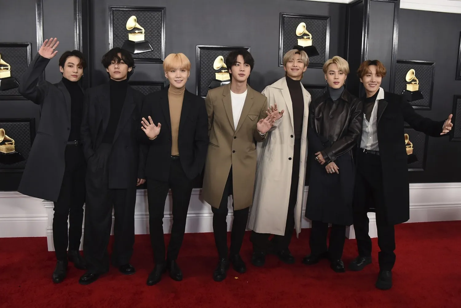 In this Jan. 26, 2020 file photo, K-pop band BTS arrives at the 62nd annual Grammy Awards in Los Angeles. (AP)