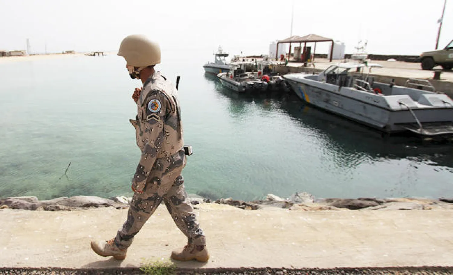 A Saudi border guard patrols Saudi Arabia's maritime border with Yemen along a beach on the Red Sea, near Jazan, in this file photo. (Reuters)
