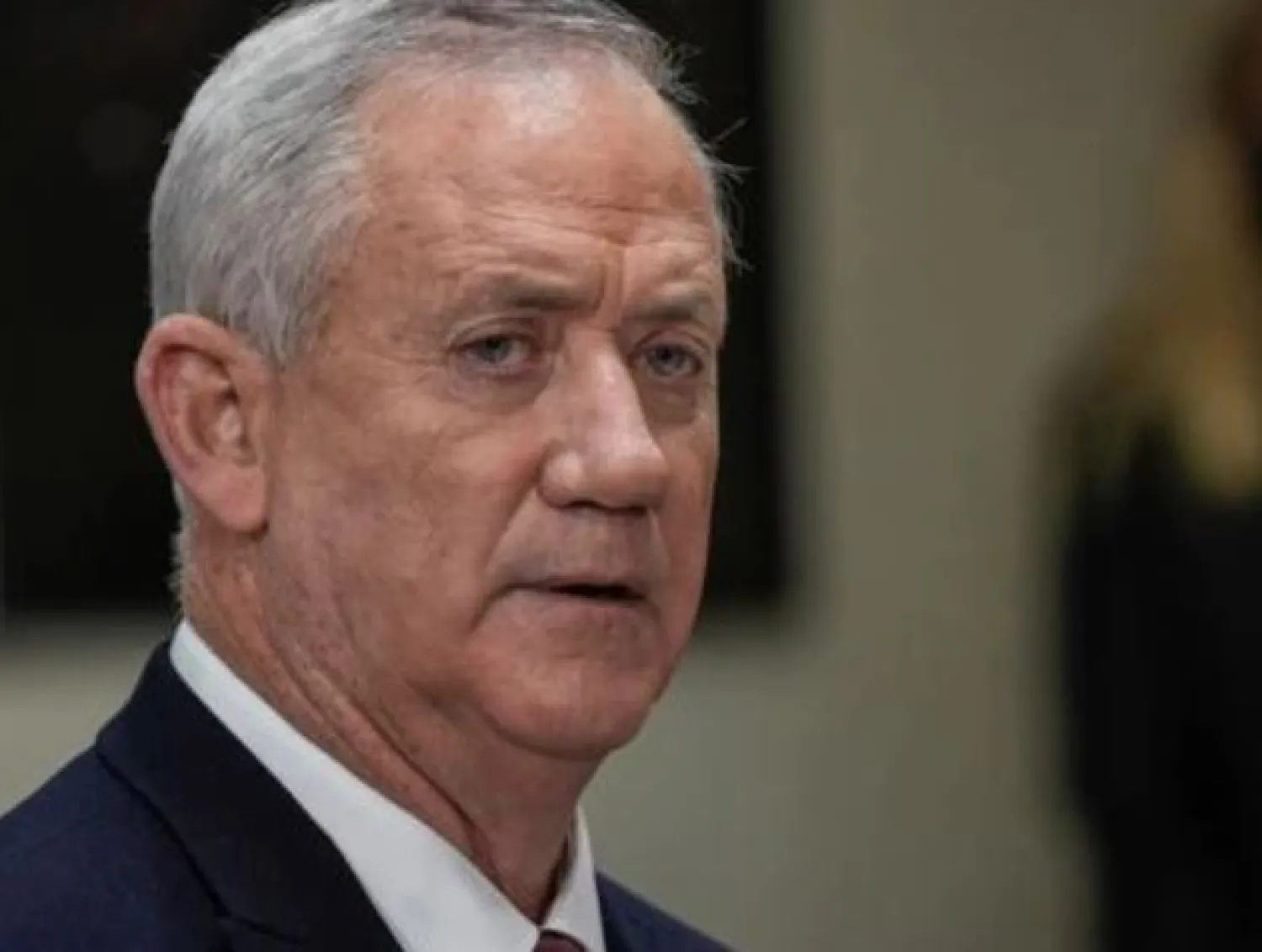 Israel's Defense Minister Benny Gantz speaks during a meeting with US Defense Secretary Lloyd Austin following an enhanced honor cordon arrival ceremony at the Pentagon, in Arlington, Virginia, US, December 9, 2021. REUTERS/Ken Cedeno


