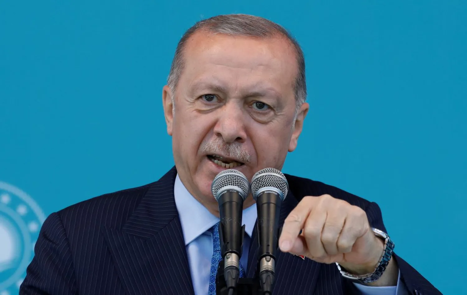 Turkish President Erdogan addresses his supporters during a ceremony in Istanbul, Turkey, November 5, 2021. (Reuters)