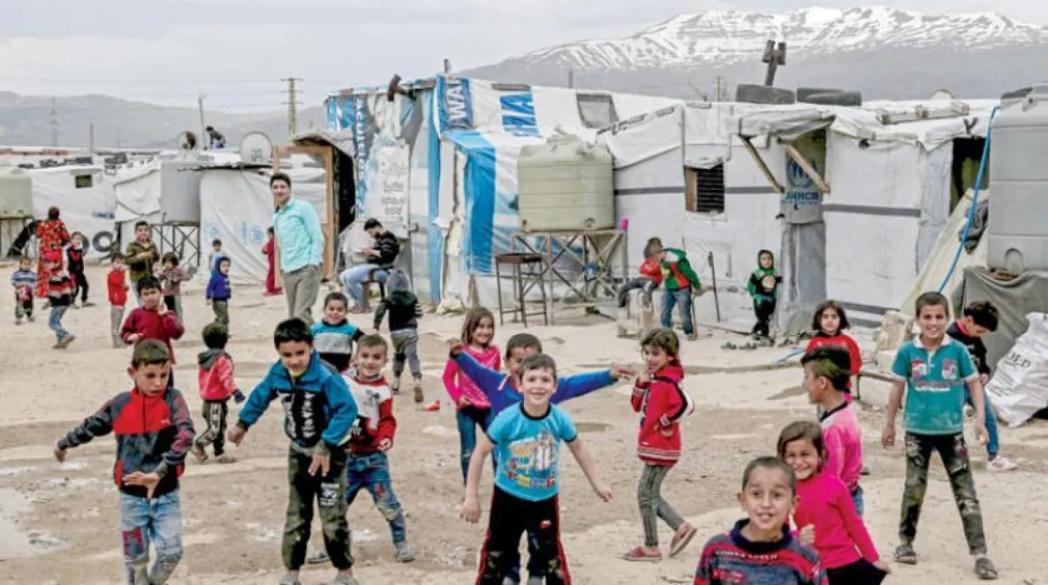 Children in one of the Syrian refugee camps in Lebanon (EPA)

