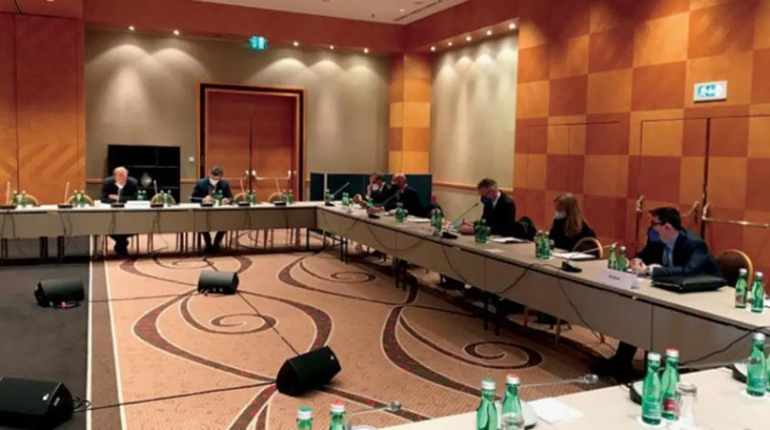 Part of Robert Malley’s meeting with P4+1 negotiators in a photo posted by Russian Ambassador Mikhail Ulyanov on Twitter. 