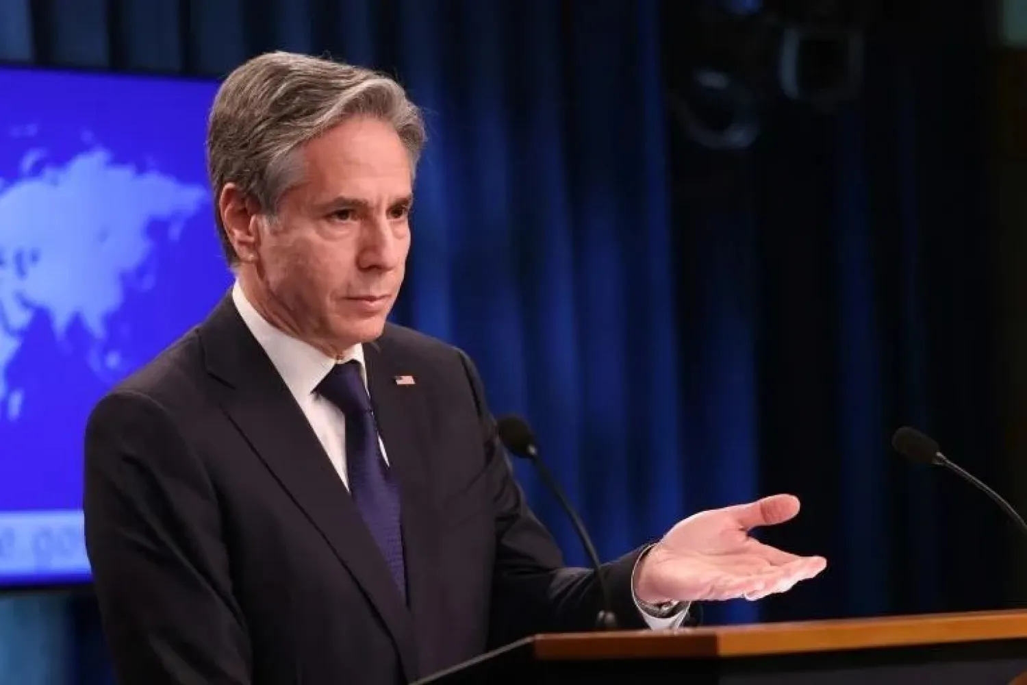 US Secretary of State Antony Blinken announced a five-year extension of the support package provided by Japan for the hosting of nearly 50,000 US troops (AFP/EVELYN HOCKSTEIN)
