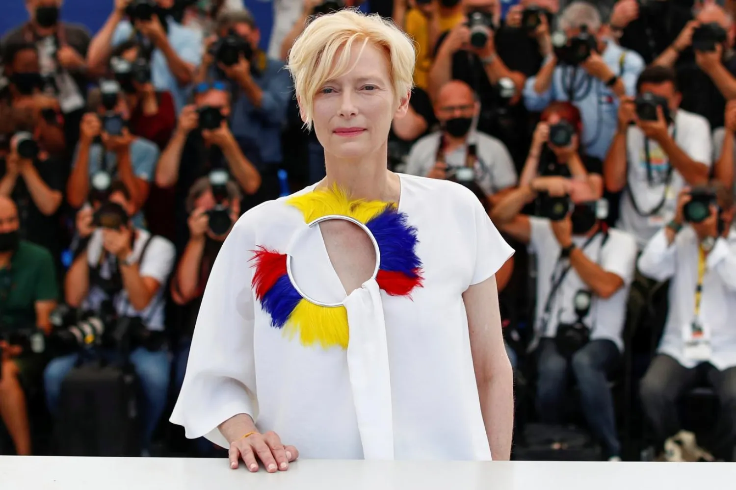 Tilda Swinton başrolünde yer aldığı Memoria'nın 74. Cannes Film Festivali'nde prömiyerini yapması sebebiyle 16 Temmuz 2021'de Fransa'daydı (Reuters)