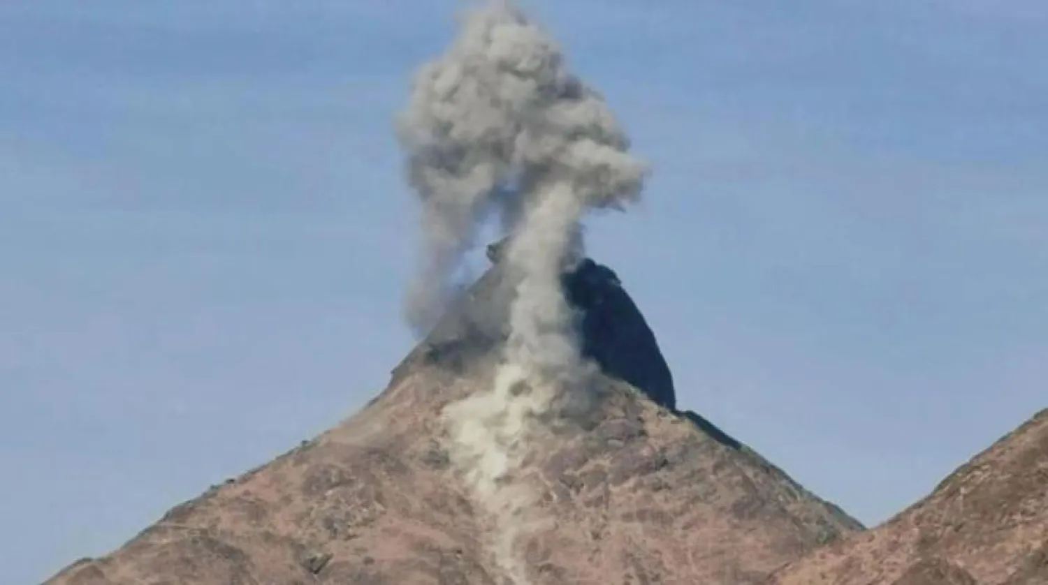 Footage shared on social media showing an Arab Coalition airstrike against Houthi sites