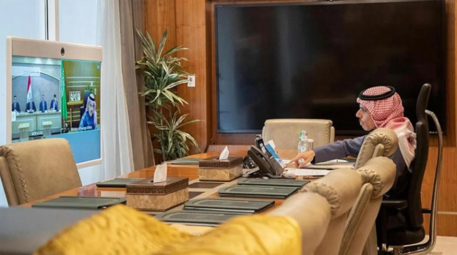 Prince Faisal bin Farhan at the joint virtual meeting. (SPA)