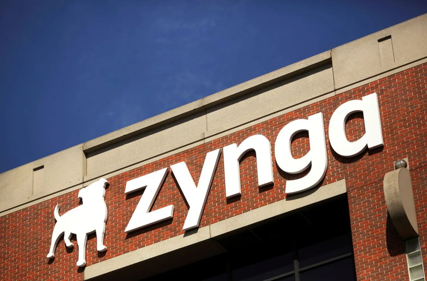 The Zynga logo is pictured at the company's headquarters in San Francisco, California April 23, 2014. (Reuters)