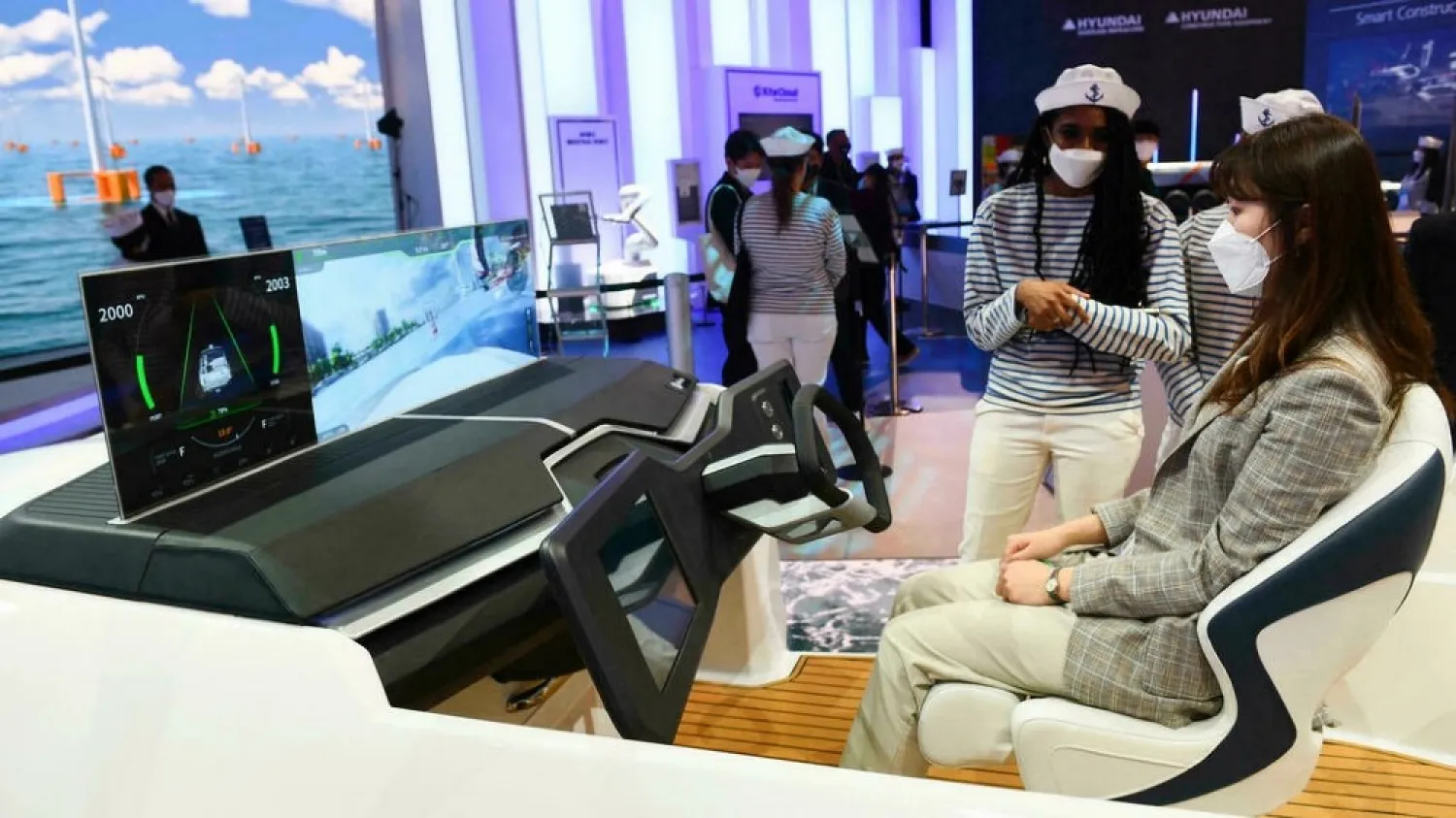 Hyundai Heavy Industries, demonstrates an autonomous boat at the CES tech show in Las Vegas Patrick T. FALLON AFP
