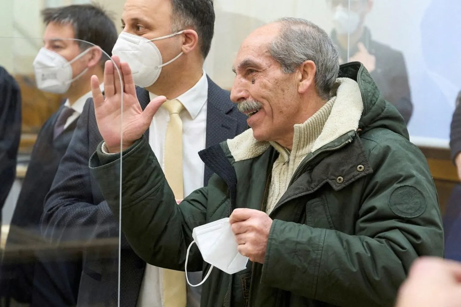 Anwar R, a former Syrian officer of Syrian President Bashar al-Assad's intelligence agency arrives at the higher regional court of Koblenz before the verdict in his trial for crimes against humanity, including torture and killing in Koblenz, Germany, January 13, 2022. (Reuters)