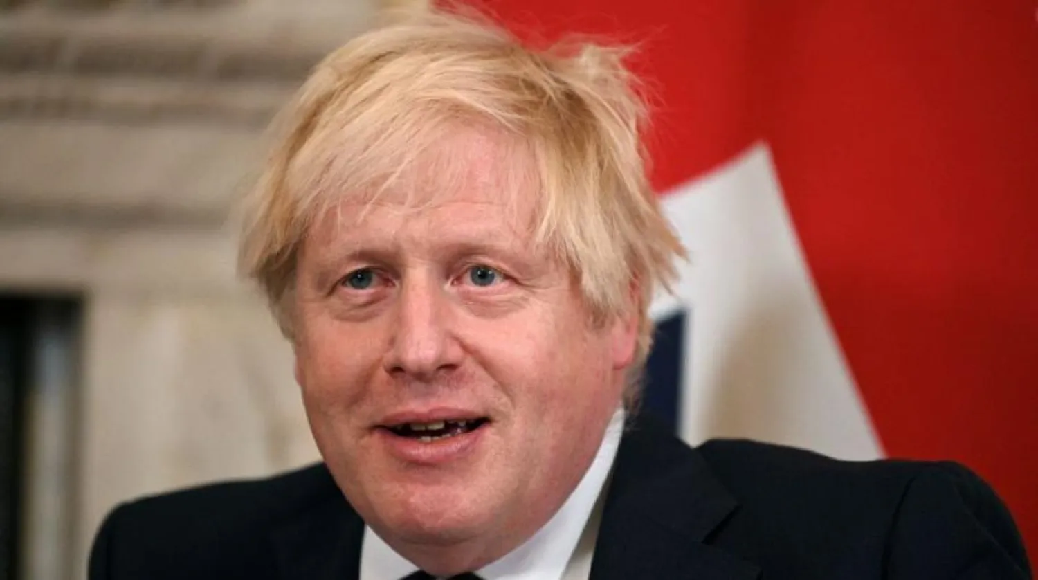 British Prime Minister Boris Johnson speaks during a meeting with Greek Prime Minister Kyriakos Mitsotakis at Downing Street, in London, Britain, November 16, 2021. (Reuters)
