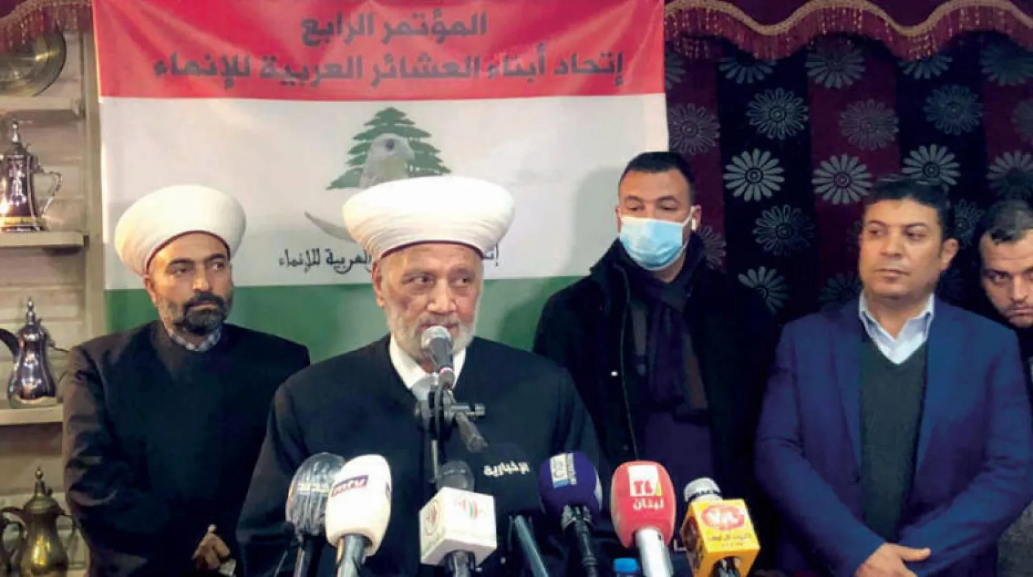المفتي دريان متحدثاً في مؤتمر العشائر العربية أمس (الشرق الأوسط)