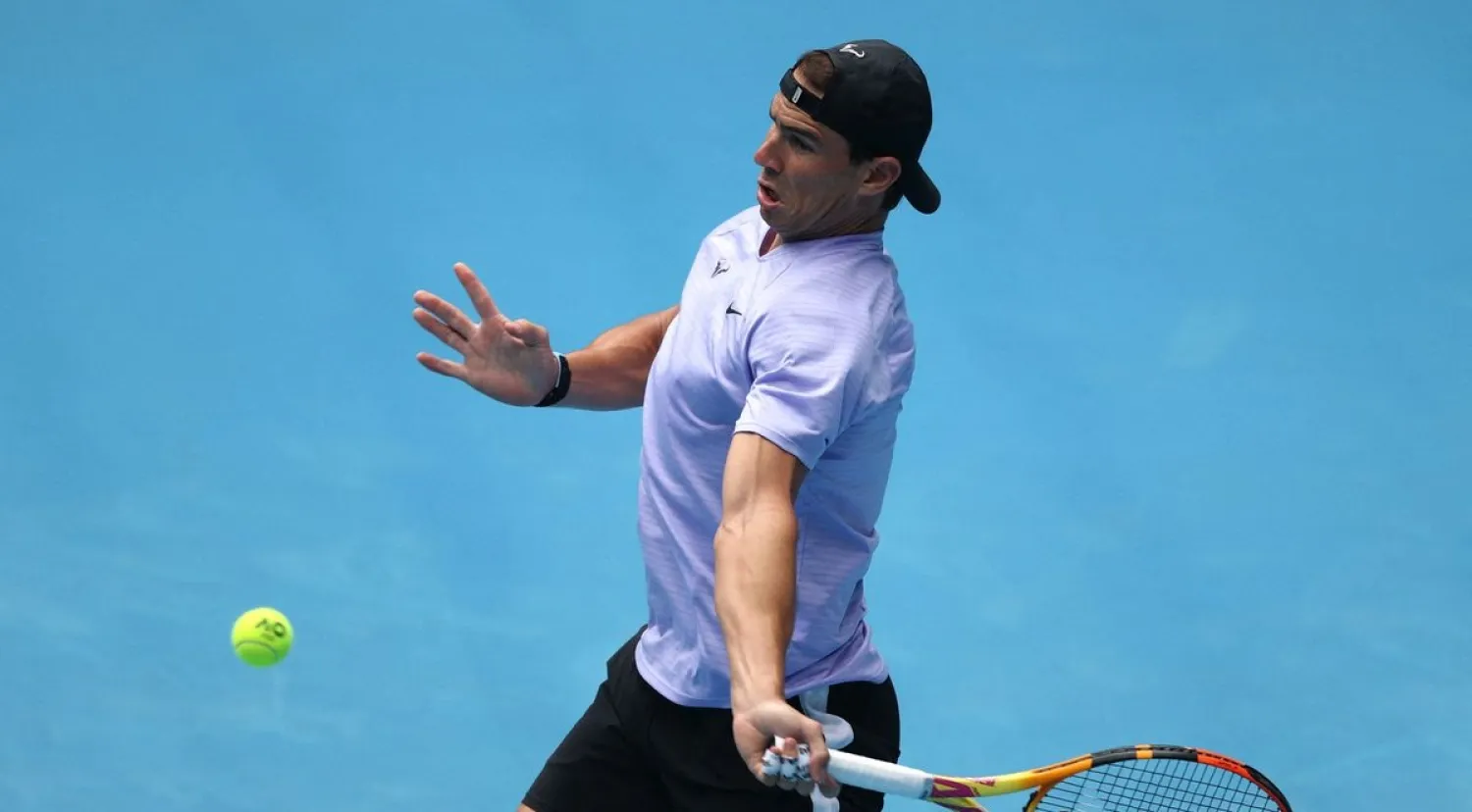 Rafael Nadal during a practice session in Melbourne Park, January 5, 2022. (Reuters)