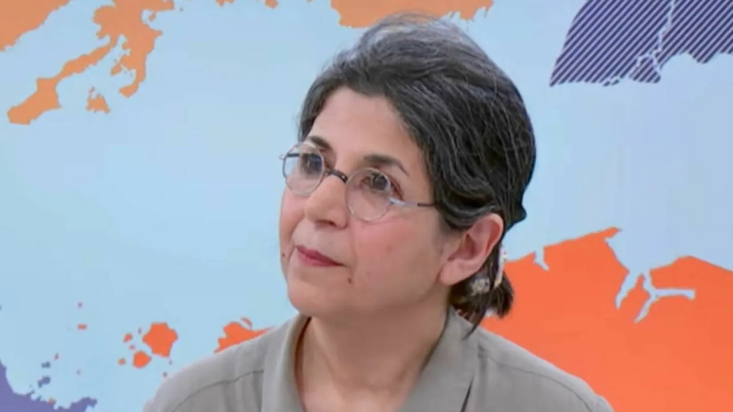 Fariba Adelkhah during a FRANCE 24 program in partnership with France Info for the 40th anniversary of the Iranian Revolution, in February 2019. Screengrab FRANCE 24