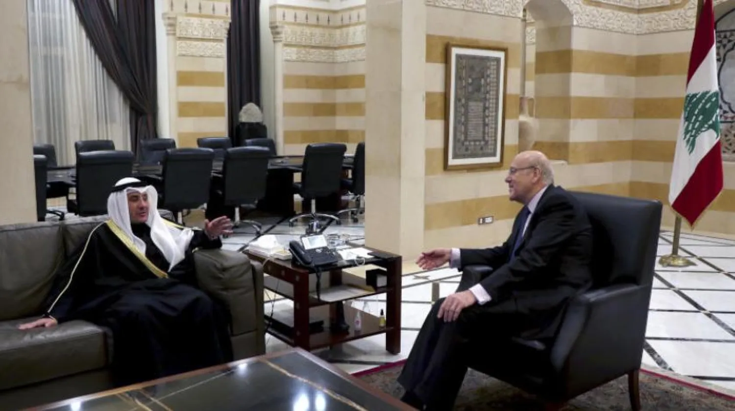 Sheikh Ahmad meets with Mikati at the Grand Serail. (AP)