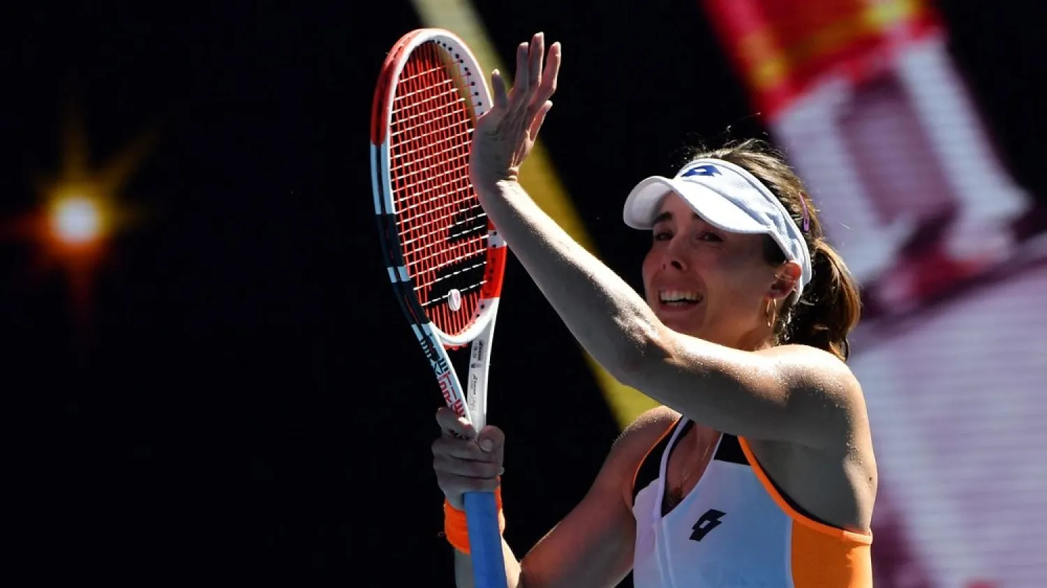 Cornet celebrates her win. (AFP)