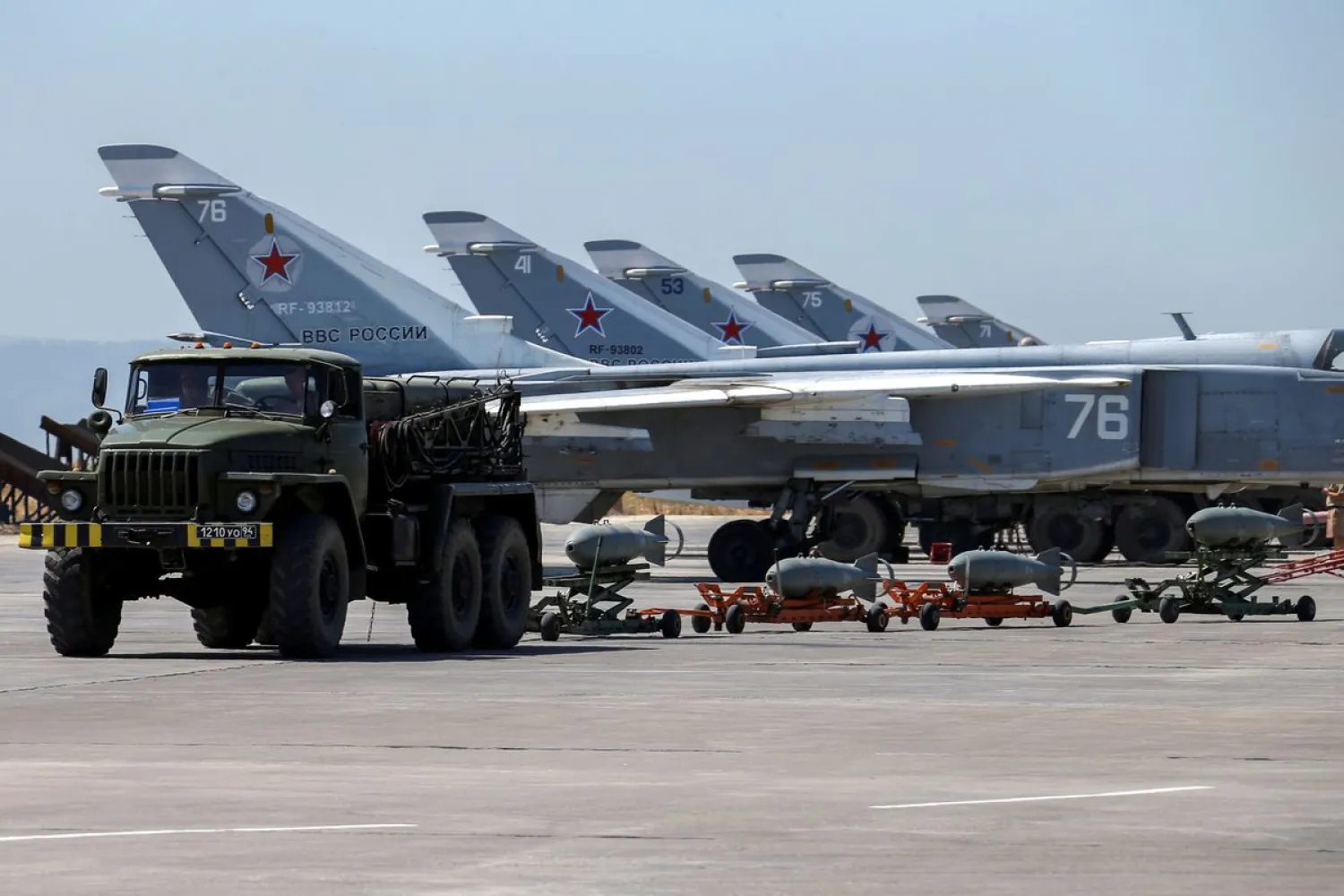 Russian military jets are seen at Hmeimim air base in Syria, June 18, 2016. REUTERS/Vadim Savitsky/Russian Defense Ministry via Reuters/