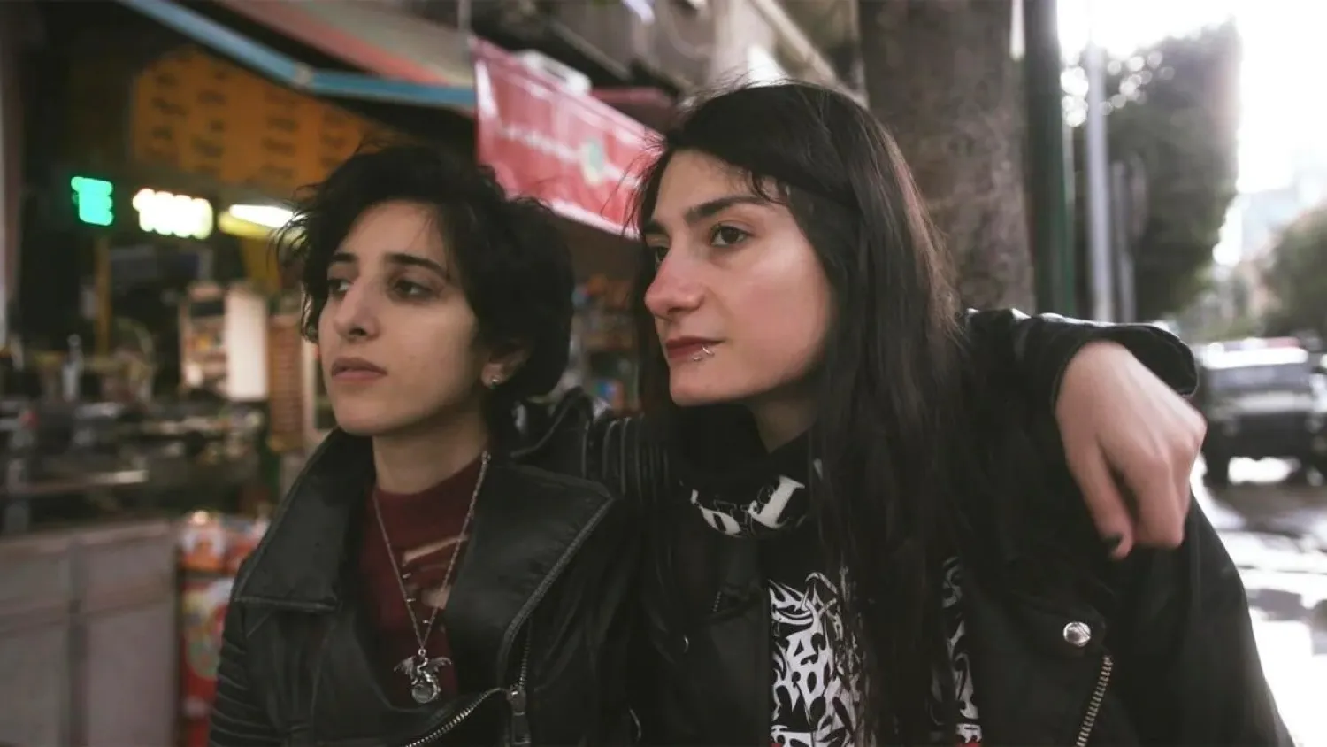 Lilas Mayassi, left, and Shery Bechara appear in "Sirens," a documentary by Rita Baghdadi, an official selection of the World Cinema: Documentary Competition at the 2022 Sundance Film Festival. (Rita Baghdadi/Sundance Institute via AP)